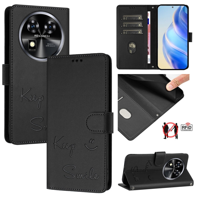 Smile Embossing RFID Leather Phone Case, For Oukitel C37, For Oukitel C51, For Oukitel C38, For Oukitel C36 / C35