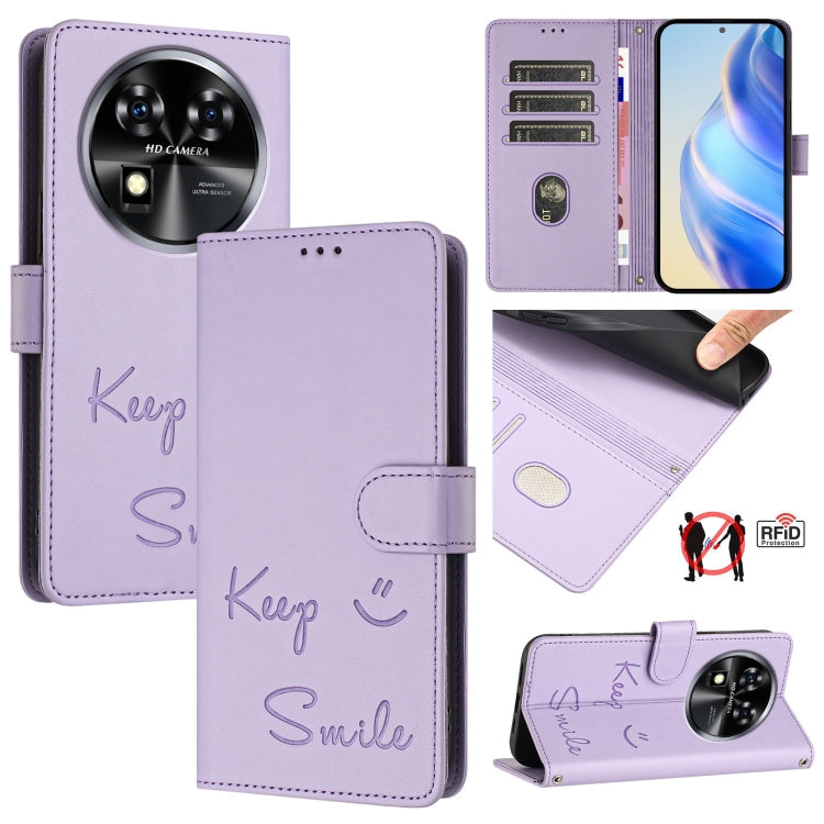 Smile Embossing RFID Leather Phone Case, For Oukitel C37, For Oukitel C51, For Oukitel C38, For Oukitel C36 / C35