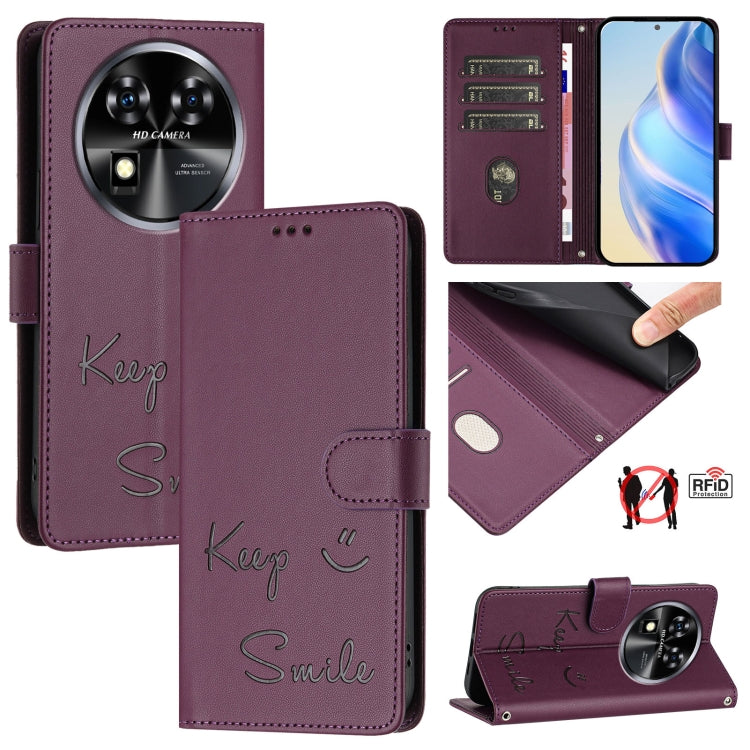 Smile Embossing RFID Leather Phone Case, For Oukitel C37, For Oukitel C51, For Oukitel C38, For Oukitel C36 / C35