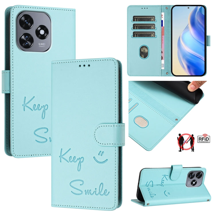 Smile Embossing RFID Leather Phone Case, For Oukitel C37, For Oukitel C51, For Oukitel C38, For Oukitel C36 / C35