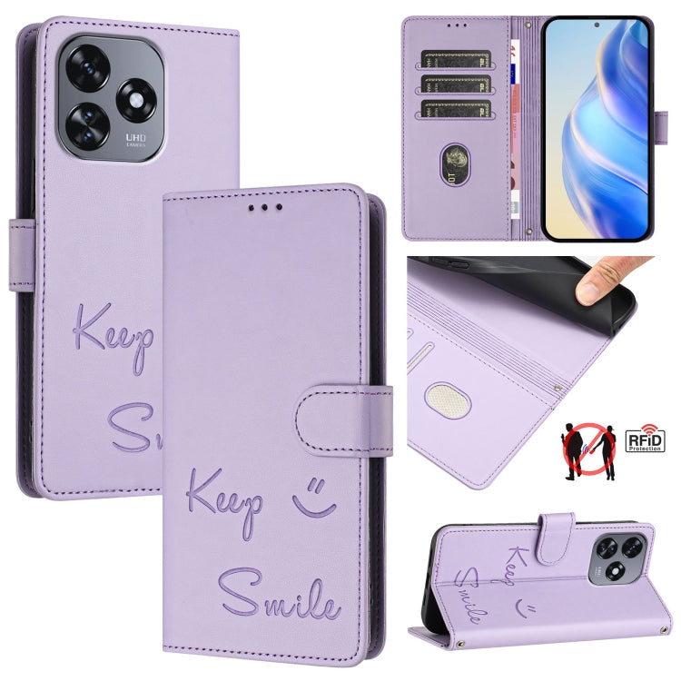 Smile Embossing RFID Leather Phone Case, For Oukitel C37, For Oukitel C51, For Oukitel C38, For Oukitel C36 / C35