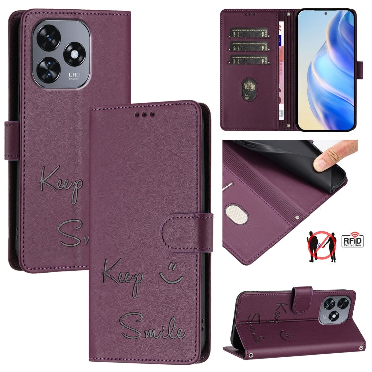 Smile Embossing RFID Leather Phone Case, For Oukitel C37, For Oukitel C51, For Oukitel C38, For Oukitel C36 / C35