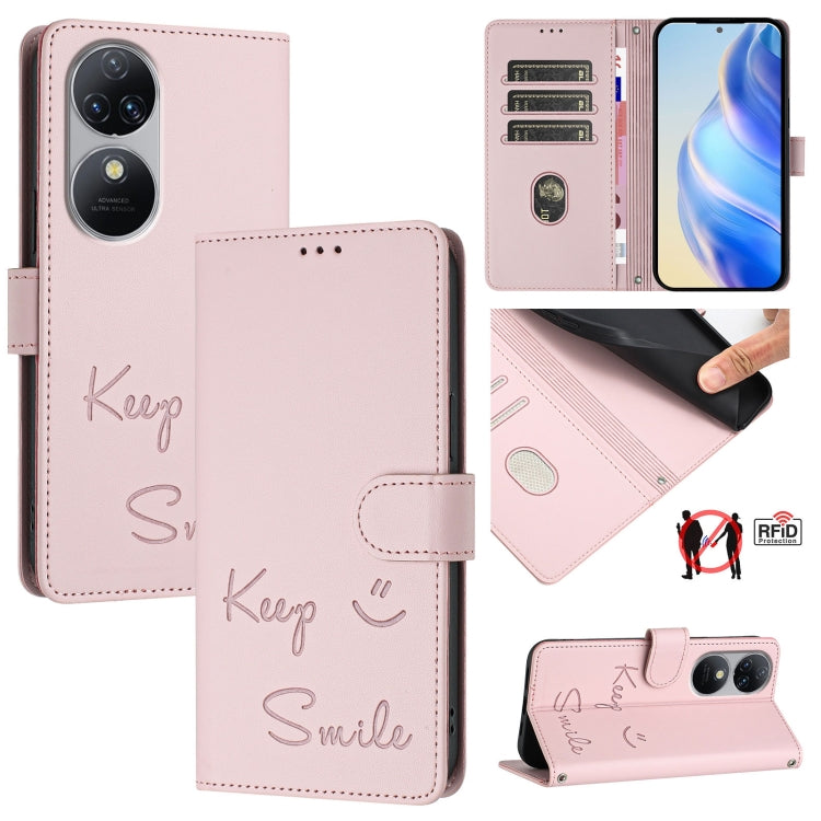 Smile Embossing RFID Leather Phone Case, For Oukitel C37, For Oukitel C51, For Oukitel C38, For Oukitel C36 / C35