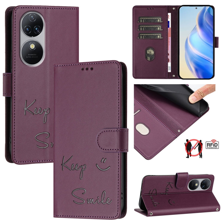 Smile Embossing RFID Leather Phone Case, For Oukitel C37, For Oukitel C51, For Oukitel C38, For Oukitel C36 / C35