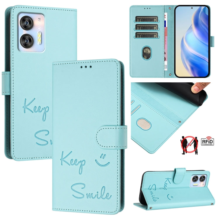 Smile Embossing RFID Leather Phone Case, For Oukitel C37, For Oukitel C51, For Oukitel C38, For Oukitel C36 / C35
