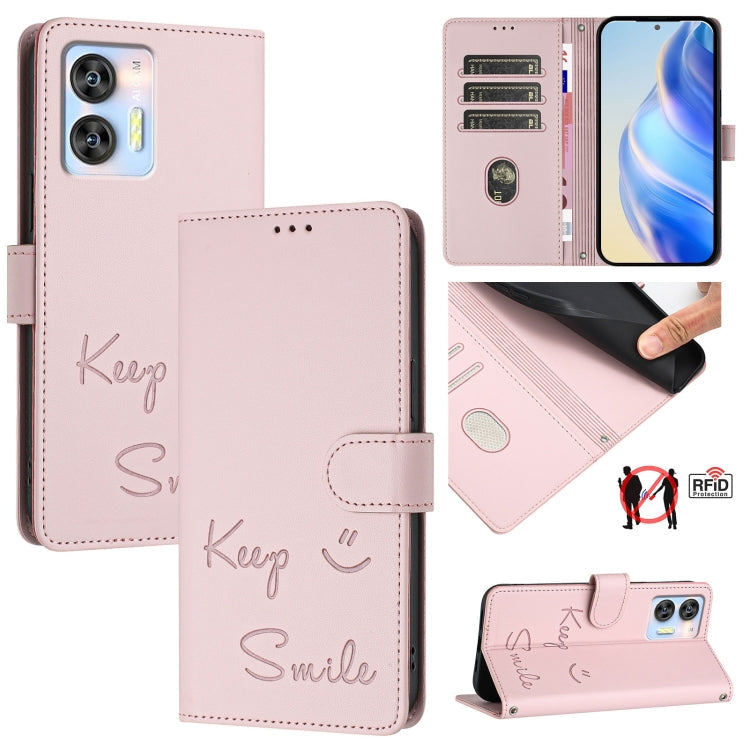 Smile Embossing RFID Leather Phone Case, For Oukitel C37, For Oukitel C51, For Oukitel C38, For Oukitel C36 / C35