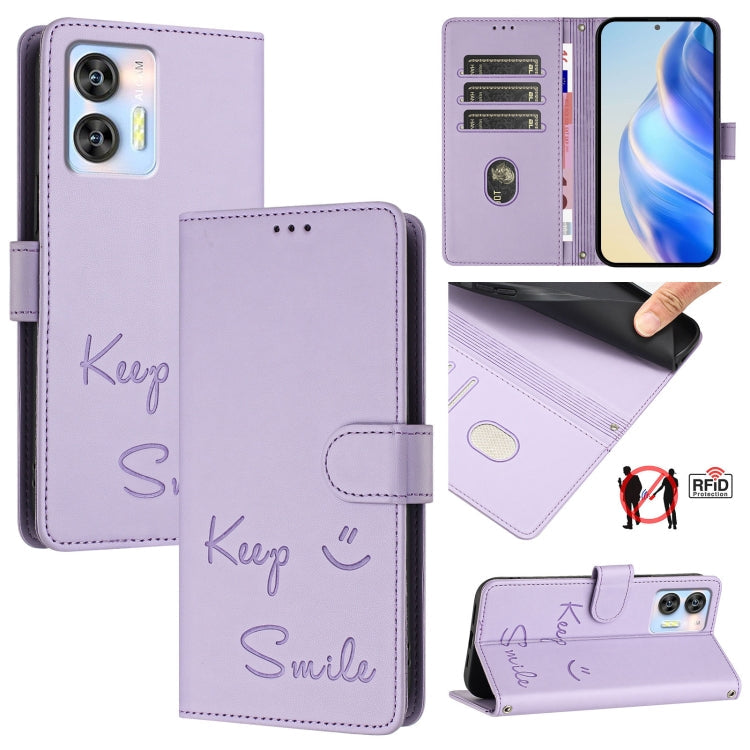 Smile Embossing RFID Leather Phone Case, For Oukitel C37, For Oukitel C51, For Oukitel C38, For Oukitel C36 / C35