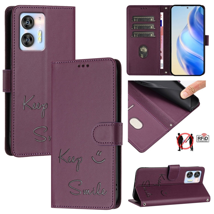 Smile Embossing RFID Leather Phone Case, For Oukitel C37, For Oukitel C51, For Oukitel C38, For Oukitel C36 / C35