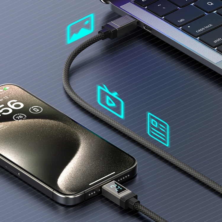WK WDC-39 Smart Digital Display 1.2m 66W USB to Type-C Fast Charging Data Cable(Black Grey)
