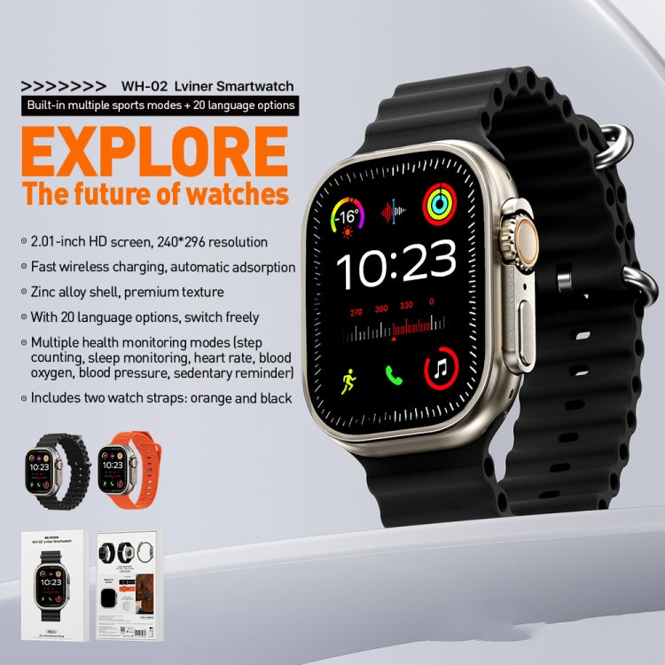 WK WH-02 Traveler 2.01 inch Smart Watch Supports Blood Oxygen Monitoring(Black)
