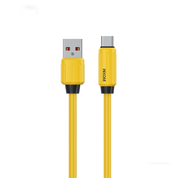 WK WDC-27a Elastic Genuine Silicone 1m 66W USB to Type-C Fast Charging Data Cable(Yellow)