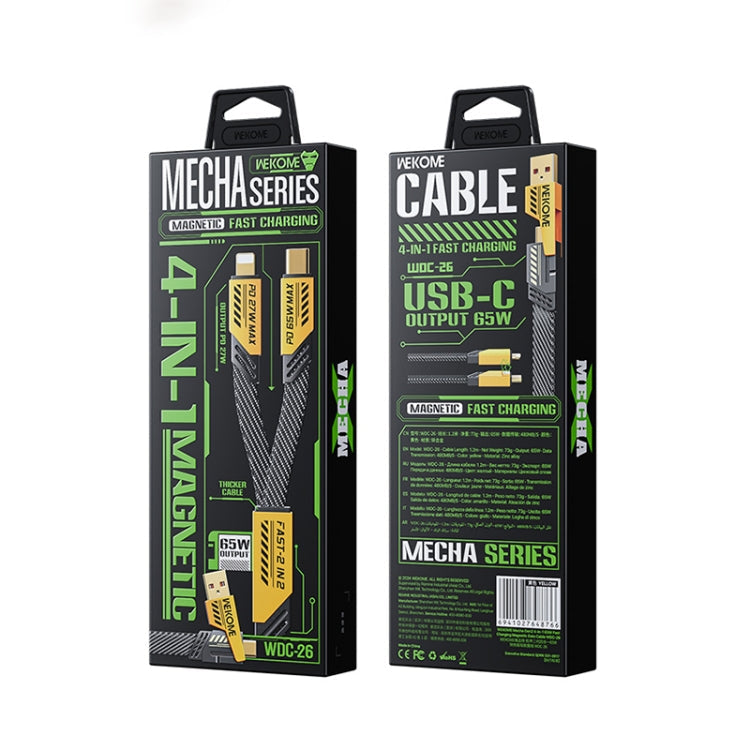 WK WDC-26 1.2m 65W USB / Type-C to Type-C / 8 Pin Magnetic Fast Charging Data Cable(Yellow)