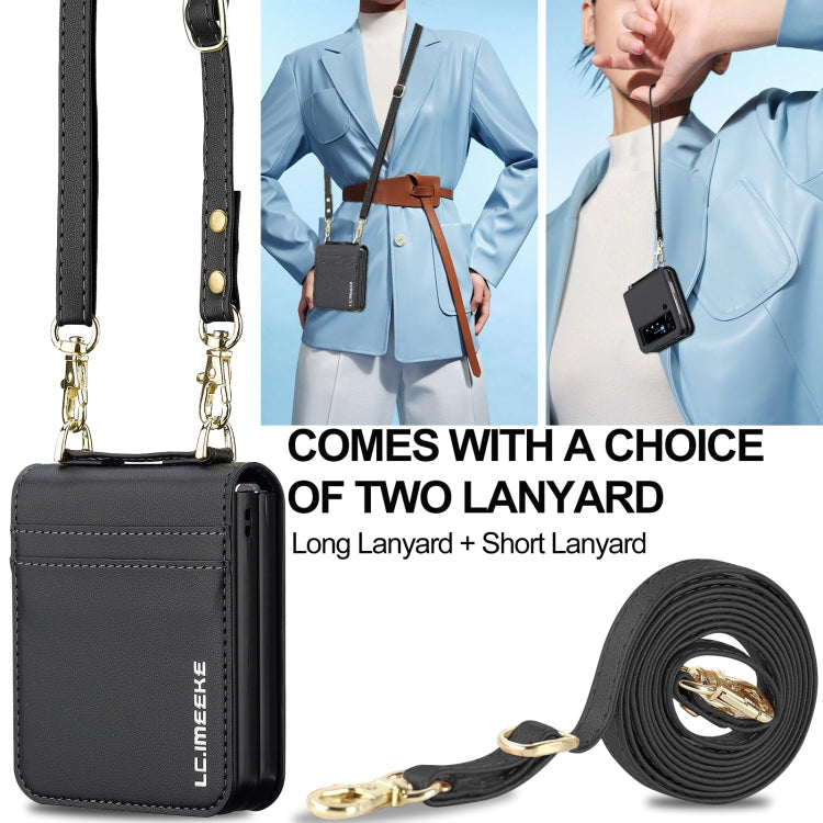 For Samsung Galaxy Z Flip3 5G LC.IMEEKE L1 Series Frosted Fine Texture PU Phone Case with Lanyard(Black)
