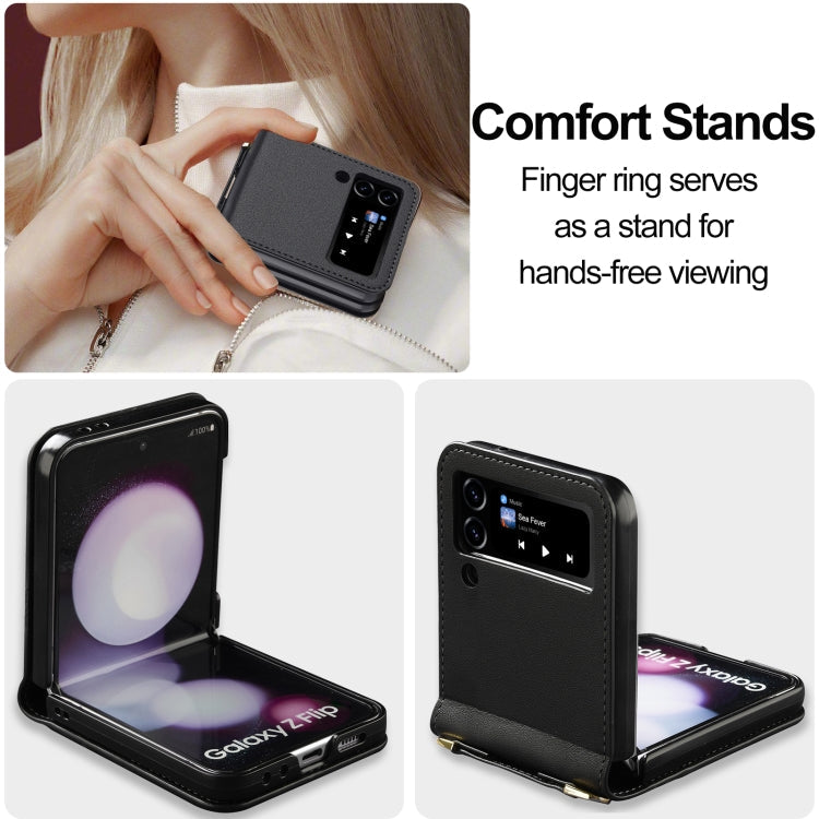 For Samsung Galaxy Z Flip3 5G LC.IMEEKE L1 Series Frosted Fine Texture PU Phone Case with Lanyard(Black)