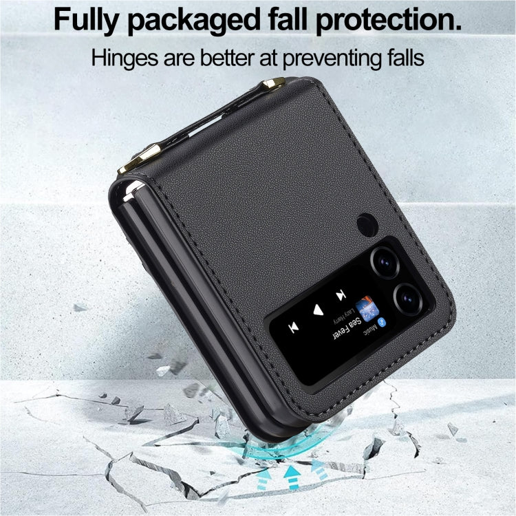 For Samsung Galaxy Z Flip3 5G LC.IMEEKE L1 Series Frosted Fine Texture PU Phone Case with Lanyard(Black)