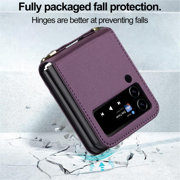 For Samsung Galaxy Z Flip3 5G LC.IMEEKE L1 Series Frosted Fine Texture PU Phone Case with Lanyard(Purple)