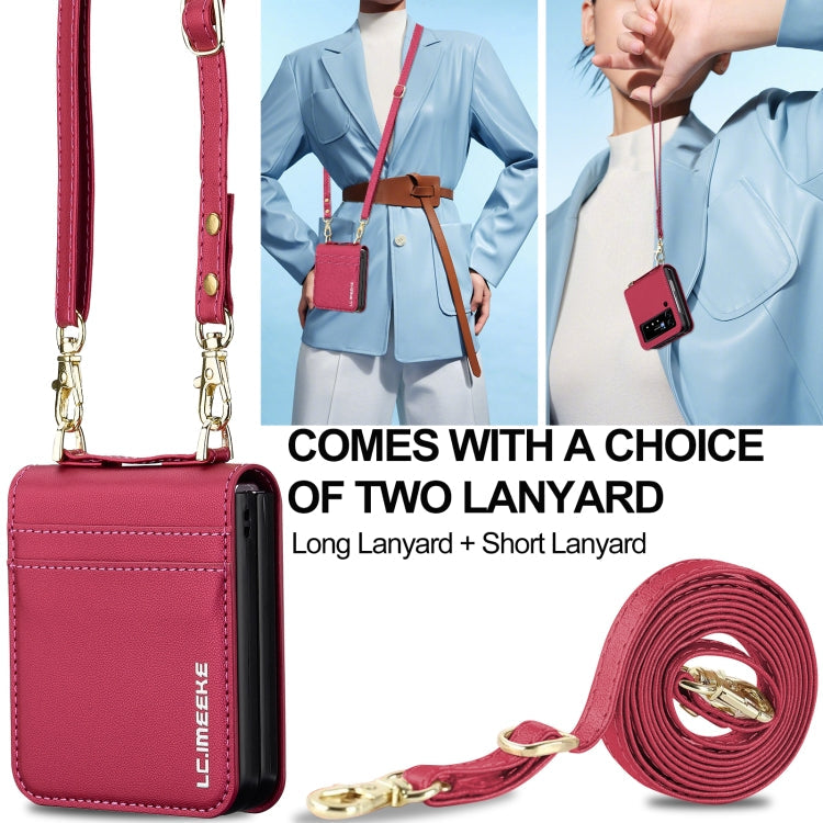 For Samsung Galaxy Z Flip3 5G LC.IMEEKE L1 Series Frosted Fine Texture PU Phone Case with Lanyard(Red)