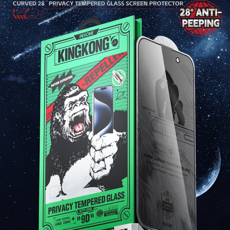 For iPhone 16 Plus / 15 Plus WK WTP-088 Space King Kong 9D Curved 28 Degree Privacy Tempered Glass Film