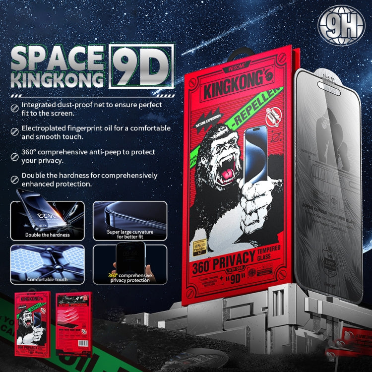 For iPhone 16 Plus / 15 Plus WK WTP-089 Space King Kong 9D Curved 360 Degree Privacy Tempered Glass Film