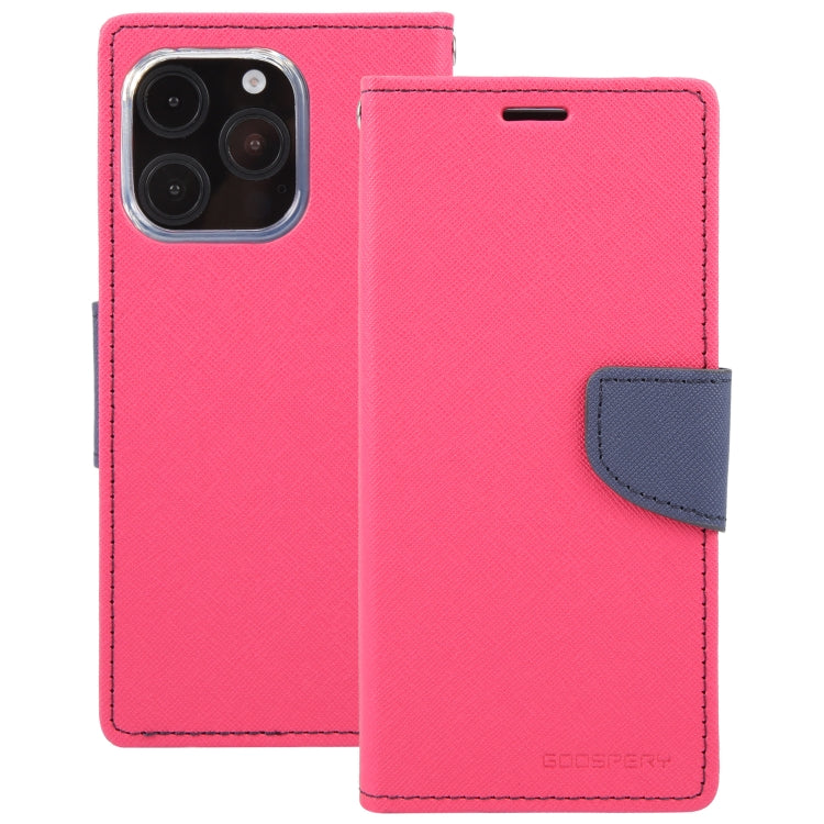 For iPhone 16 Pro Max GOOSPERY FANCY DIARY Cross Texture Leather Phone Case(Rose Red)