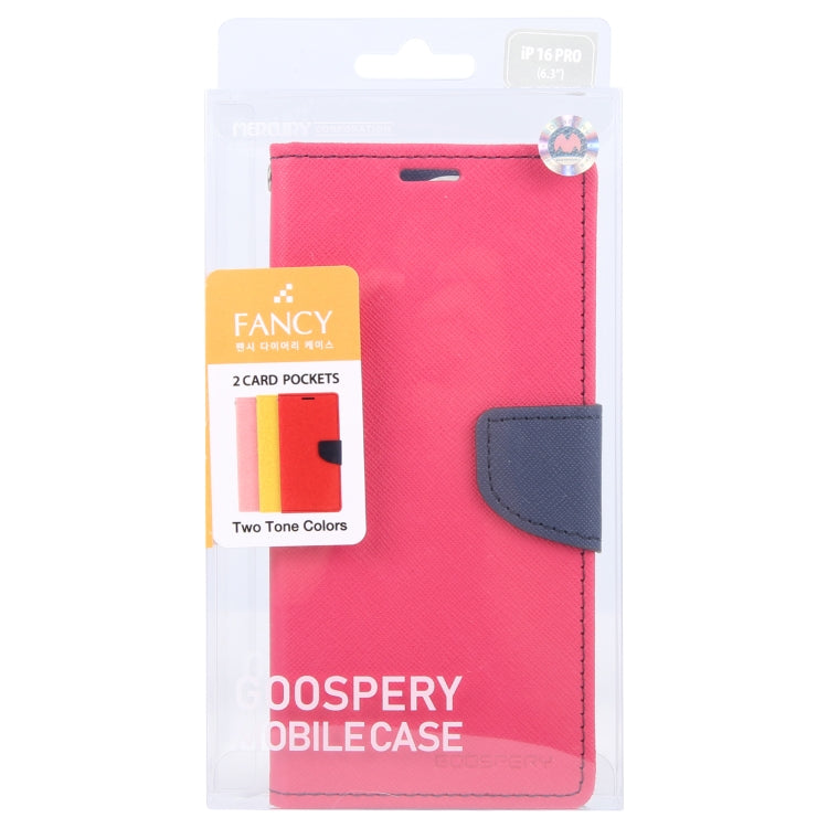 For iPhone 16 Pro Max GOOSPERY FANCY DIARY Cross Texture Leather Phone Case(Rose Red)