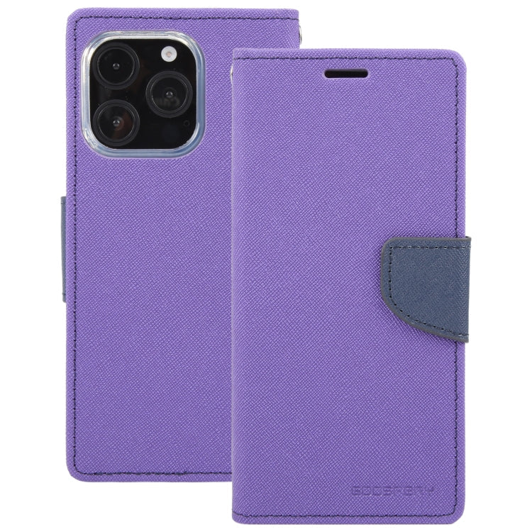 For iPhone 16 Pro Max GOOSPERY FANCY DIARY Cross Texture Leather Phone Case(Purple)