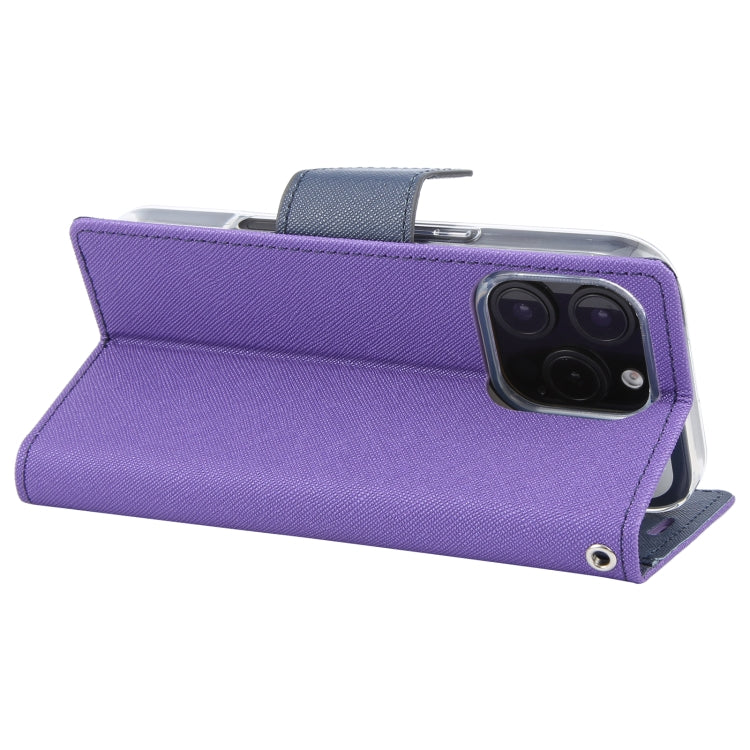 For iPhone 16 Pro Max GOOSPERY FANCY DIARY Cross Texture Leather Phone Case(Purple)