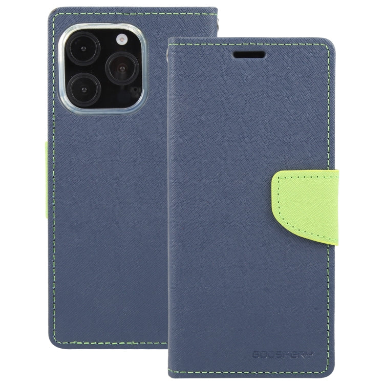 For iPhone 16 Pro Max GOOSPERY FANCY DIARY Cross Texture Leather Phone Case(Navy Blue)