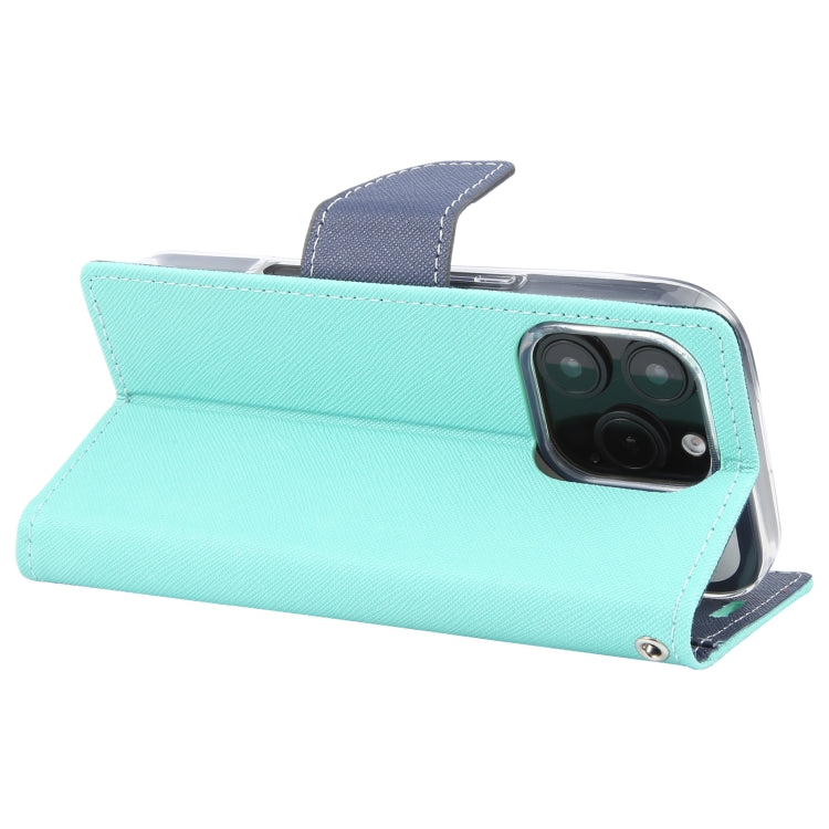 For iPhone 16 Pro Max GOOSPERY FANCY DIARY Cross Texture Leather Phone Case(Mint Green)