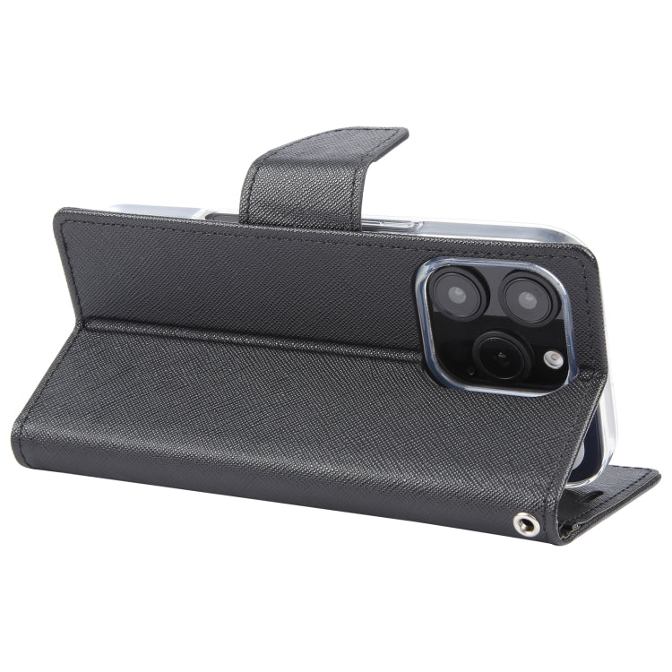 For iPhone 16 Pro GOOSPERY FANCY DIARY Cross Texture Leather Phone Case(Black)