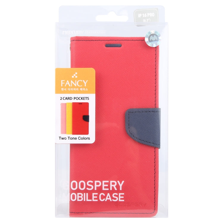 For iPhone 16 Pro GOOSPERY FANCY DIARY Cross Texture Leather Phone Case(Red)
