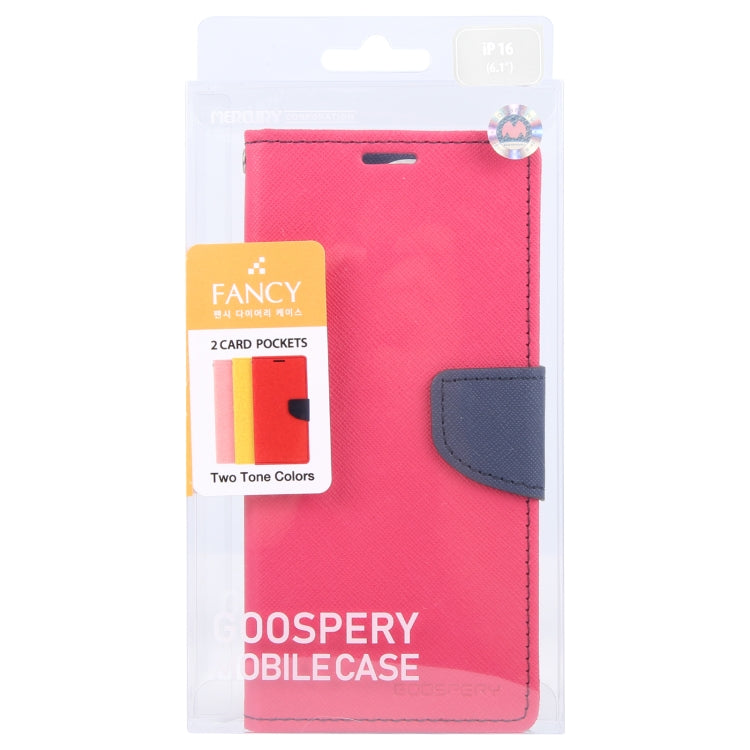 For iPhone 16 Plus GOOSPERY FANCY DIARY Cross Texture Leather Phone Case(Rose Red)