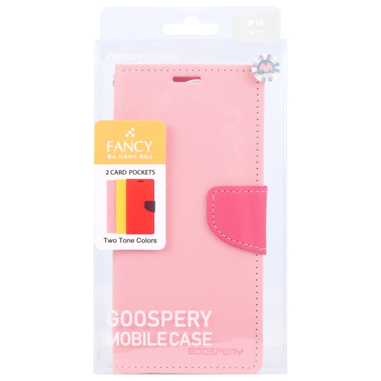 For iPhone 16 Plus GOOSPERY FANCY DIARY Cross Texture Leather Phone Case(Pink)