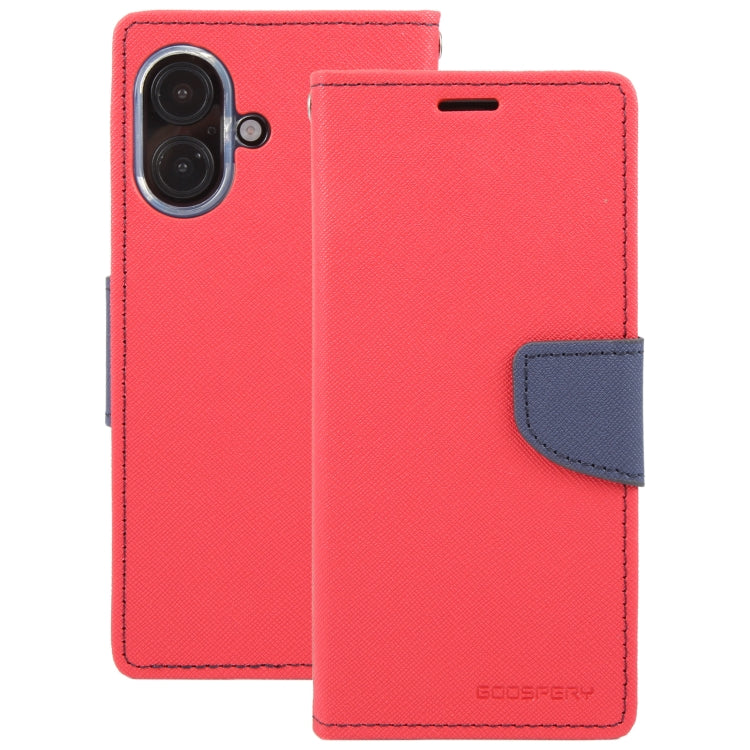 For iPhone 16 Plus GOOSPERY FANCY DIARY Cross Texture Leather Phone Case(Red)