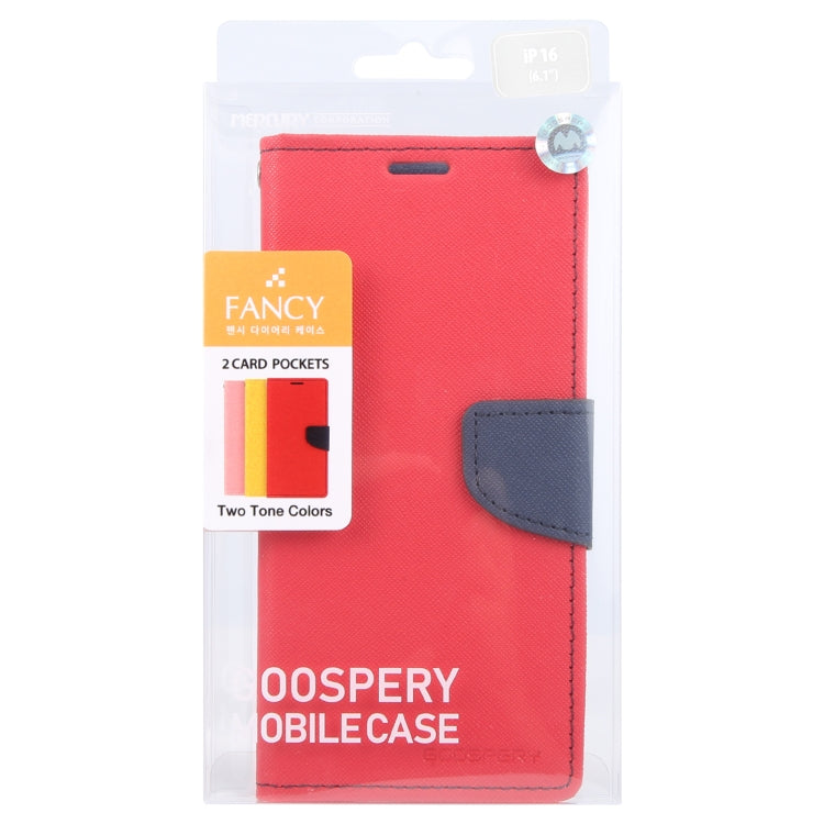 For iPhone 16 Plus GOOSPERY FANCY DIARY Cross Texture Leather Phone Case(Red)