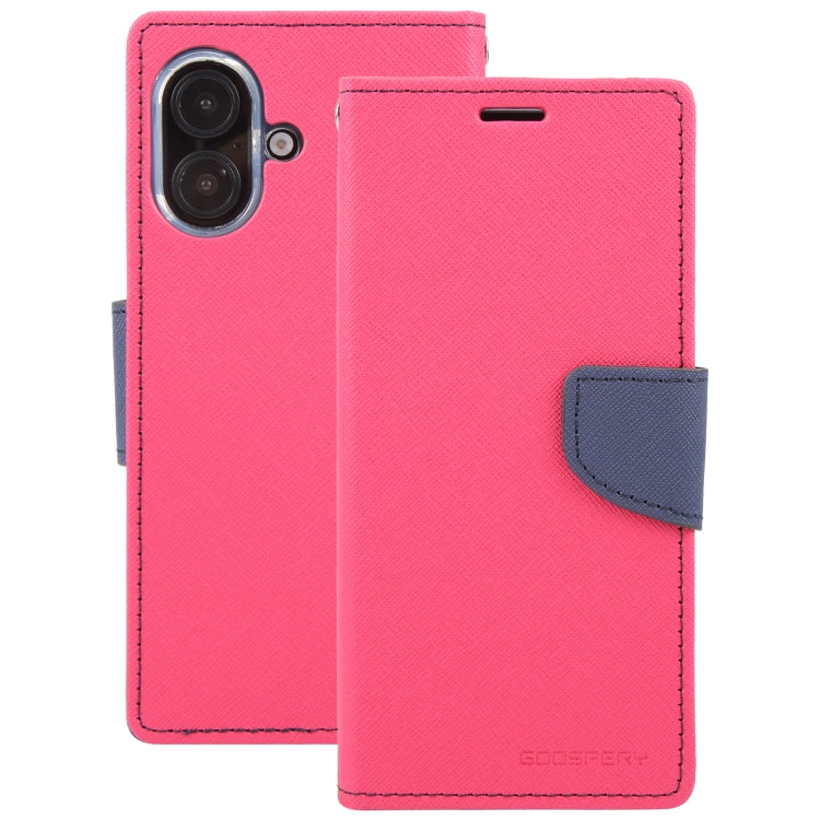 For iPhone 16 GOOSPERY FANCY DIARY Cross Texture Leather Phone Case(Rose Red)