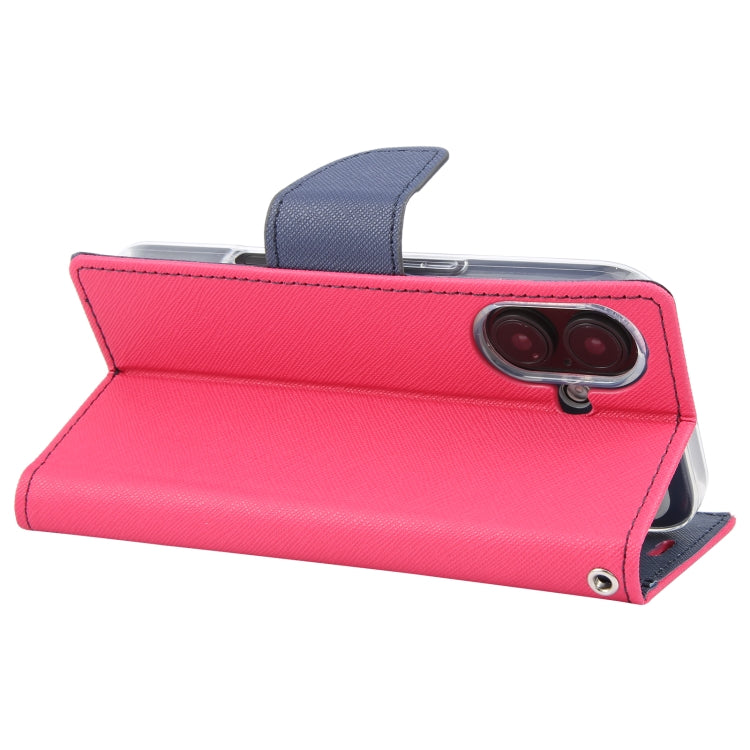 For iPhone 16 GOOSPERY FANCY DIARY Cross Texture Leather Phone Case(Rose Red)