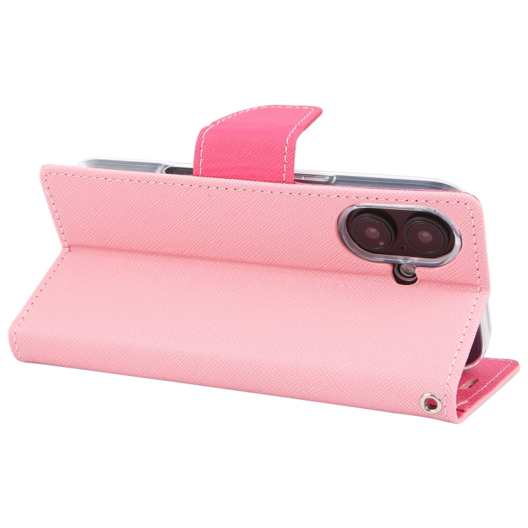 For iPhone 16 GOOSPERY FANCY DIARY Cross Texture Leather Phone Case(Pink)
