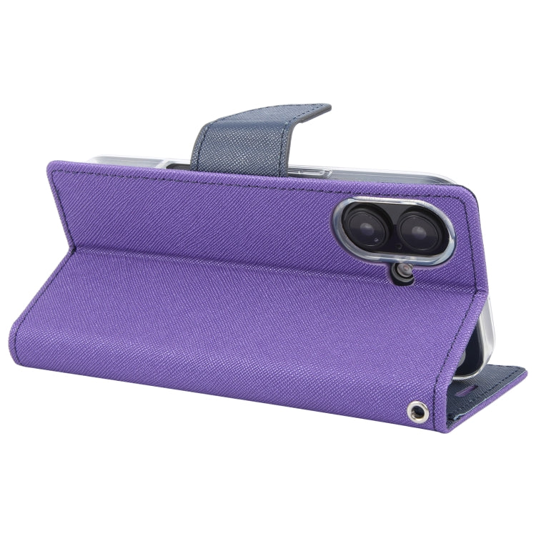 For iPhone 16 GOOSPERY FANCY DIARY Cross Texture Leather Phone Case(Purple)