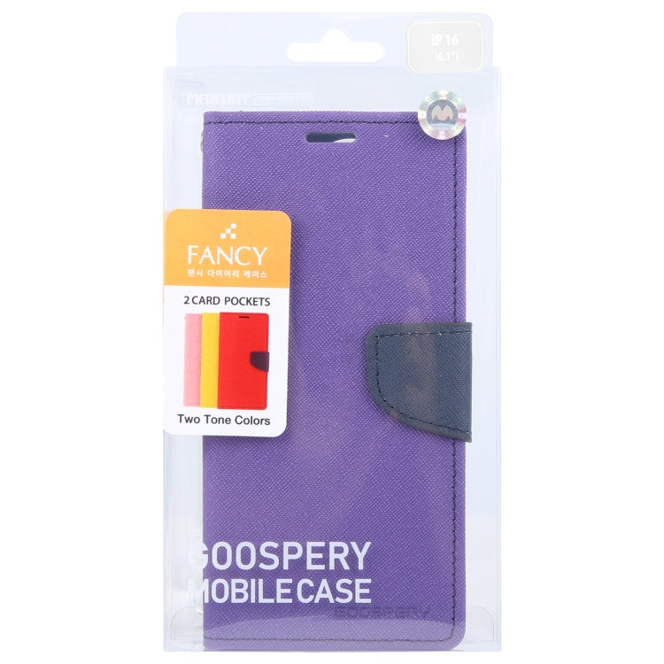 For iPhone 16 GOOSPERY FANCY DIARY Cross Texture Leather Phone Case(Purple)