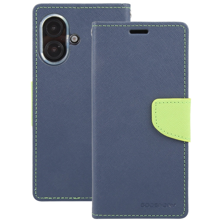For iPhone 16 GOOSPERY FANCY DIARY Cross Texture Leather Phone Case(Navy Blue)