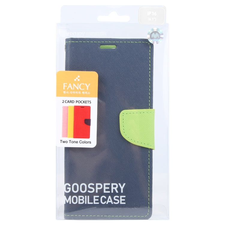For iPhone 16 GOOSPERY FANCY DIARY Cross Texture Leather Phone Case(Navy Blue)