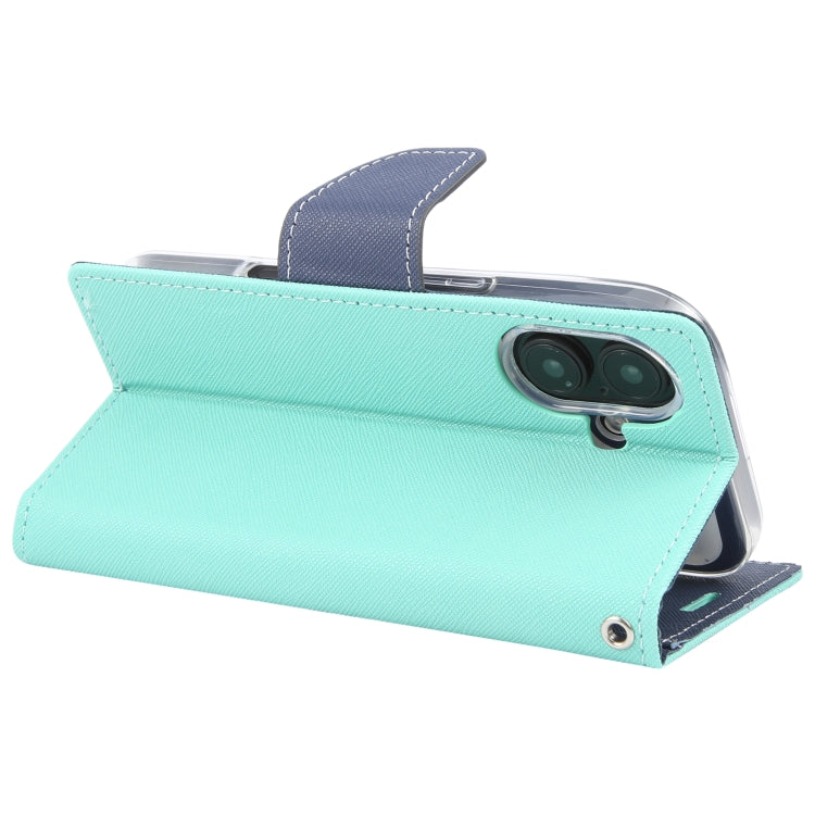 For iPhone 16 GOOSPERY FANCY DIARY Cross Texture Leather Phone Case(Mint Green)
