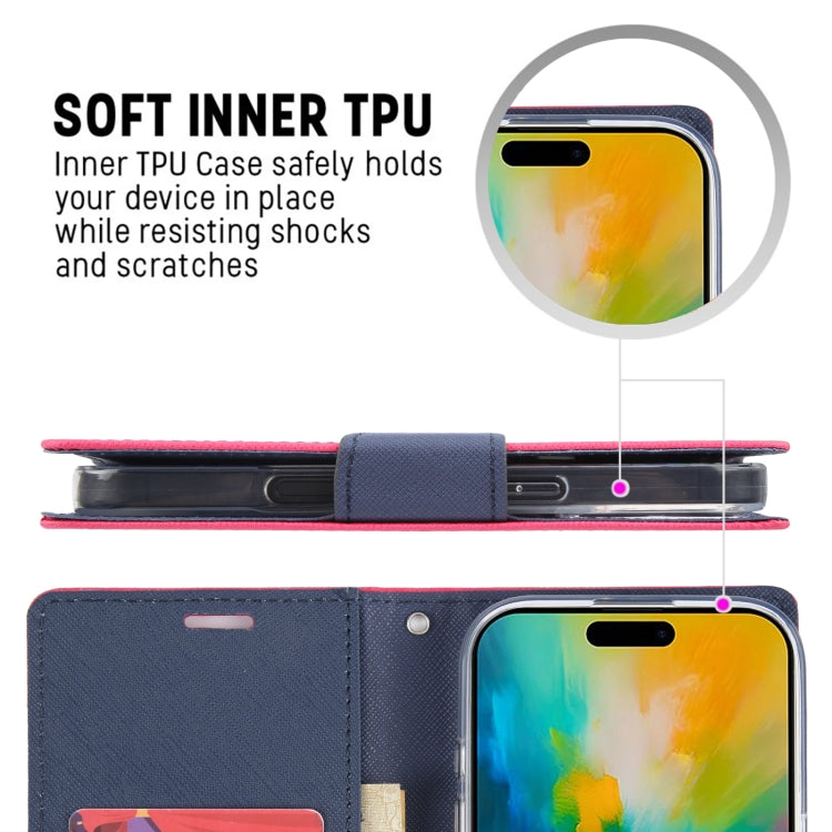 For iPhone 16 Pro GOOSPERY FANCY DIARY Cross Texture Leather Phone Case(Pink)