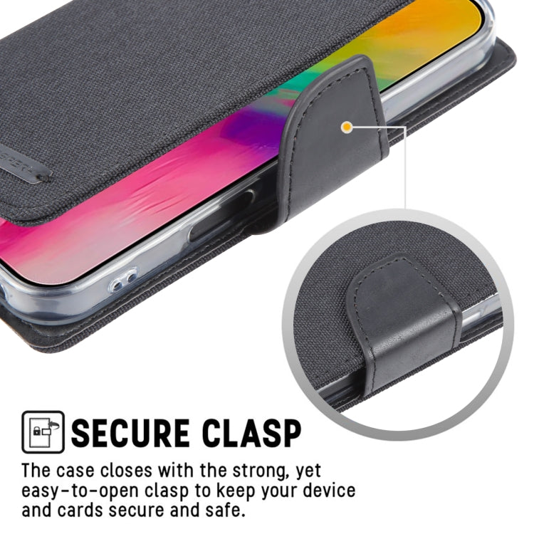 For iPhone 16 Pro GOOSPERY CANVAS DIARY Fabric Texture Flip Leather Phone Case(Black)