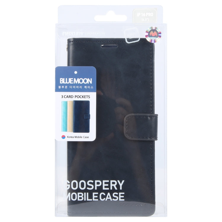 For iPhone 16 Pro Max GOOSPERY BLUE MOON Crazy Horse Texture Leather Phone Case(Dark Blue)