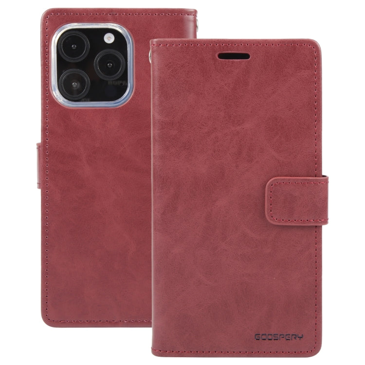 For iPhone 16 Pro Max GOOSPERY BLUE MOON Crazy Horse Texture Leather Phone Case(Wine Red)