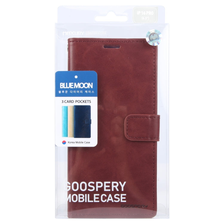 For iPhone 16 Pro Max GOOSPERY BLUE MOON Crazy Horse Texture Leather Phone Case(Wine Red)