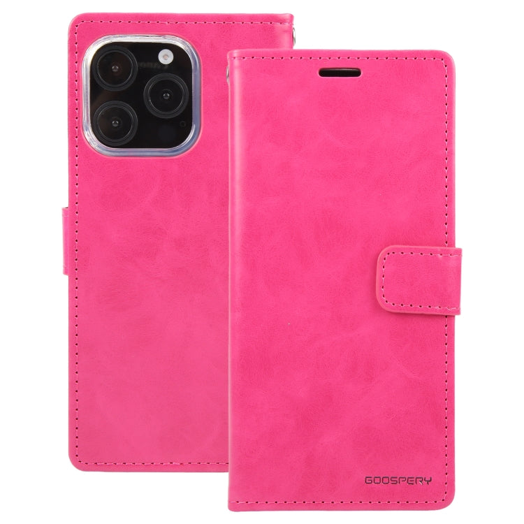 For iPhone 16 Pro Max GOOSPERY BLUE MOON Crazy Horse Texture Leather Phone Case(Rose Red)