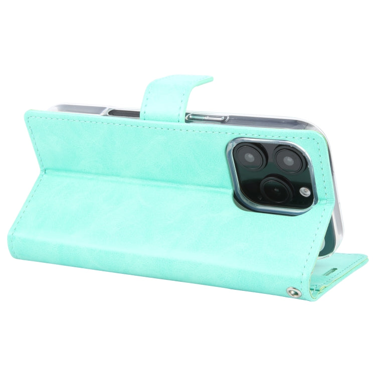 For iPhone 16 Pro Max GOOSPERY BLUE MOON Crazy Horse Texture Leather Phone Case(Mint Green)